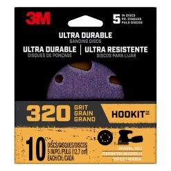 5 in. 320-Grit Ultra Durable Power Sanding Discs with Universal Hole (10-Discs/Pack) by 3M
