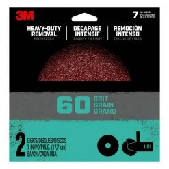 7 in. 60-Grit Heavy-Duty Removal Fiber Disc (Case of 12, 2-Packs) by 3M