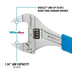 Slim Jaw WideAzz 8 in. Adjustable Wrench with Code Blue Comfort Grip by Channellock -Outlet Kreg Store channellock adjustable wrenches 8swcb fa 1000