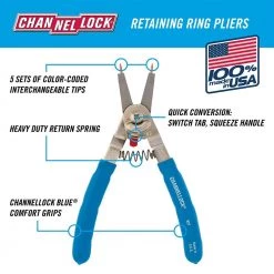 8 in. Retaining Ring Pliers by Channellock -Outlet Kreg Store channellock all trades slip joint pliers 927 1f 1000