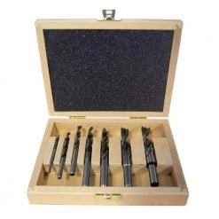 High Speed Steel Double Flute Brad Point Drill Set in Wooden Box (7-Piece) by Fisch