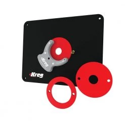 Precision Router Table Insert Plate with Level-Loc Rings (Predrilled for Bosch and Portor Cable) by Kreg