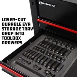 40 Piece 3/8 Inch Drive 6 Point SAE & Metric Pro Tech Impact Socket Set by Powerbuilt -Outlet Kreg Store powerbuilt ratchet socket sets 949011 1f 1000