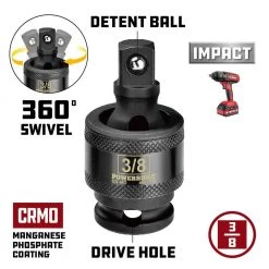 40 Piece 3/8 Inch Drive 6 Point SAE & Metric Pro Tech Impact Socket Set by Powerbuilt -Outlet Kreg Store powerbuilt ratchet socket sets 949011 fa 1000