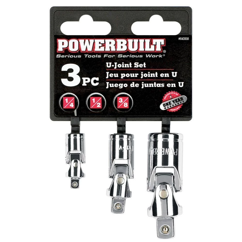 1/4 in. x 3/8 in. x 1/2 in. Drive U-Joint Set (3-Piece) by Powerbuilt 4 1/4 in. x 3/8 in. x 1/2 in. Drive U-Joint Set (3-Piece) by Powerbuilt - Image 2